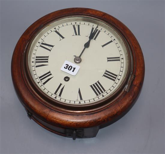 A Continental mahogany single fusée wall dial timepiece